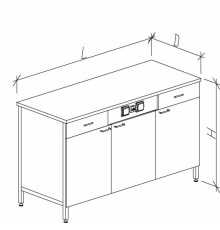 Стол-тумба с дверками с ящиками и розетками 1500 СТЛw-М с/я.р.